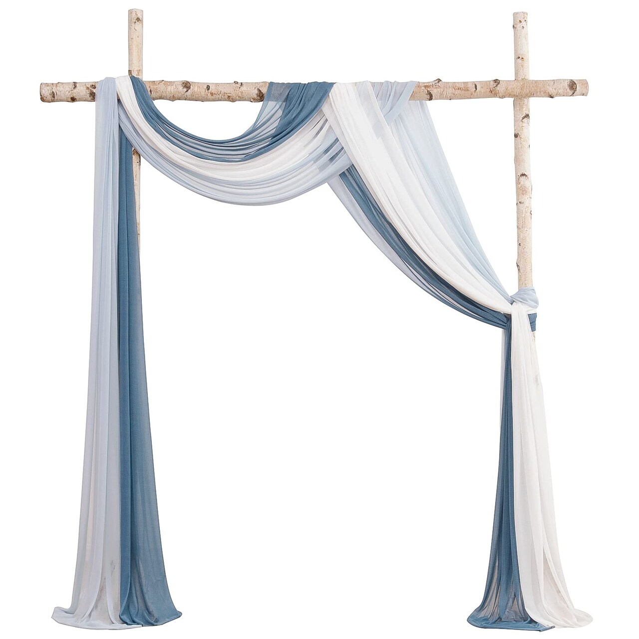 Wedding Arch Draping Fabric 3 Panels 20Ft Chiffon Fabric Drapes Arbor Drapery Wedding Ceremony Reception Swag Decorations (Dusty Blue +Powder Blue +White)